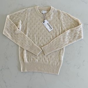 Frank & Oak - Cream Pointelle Long Sleeve Sweater